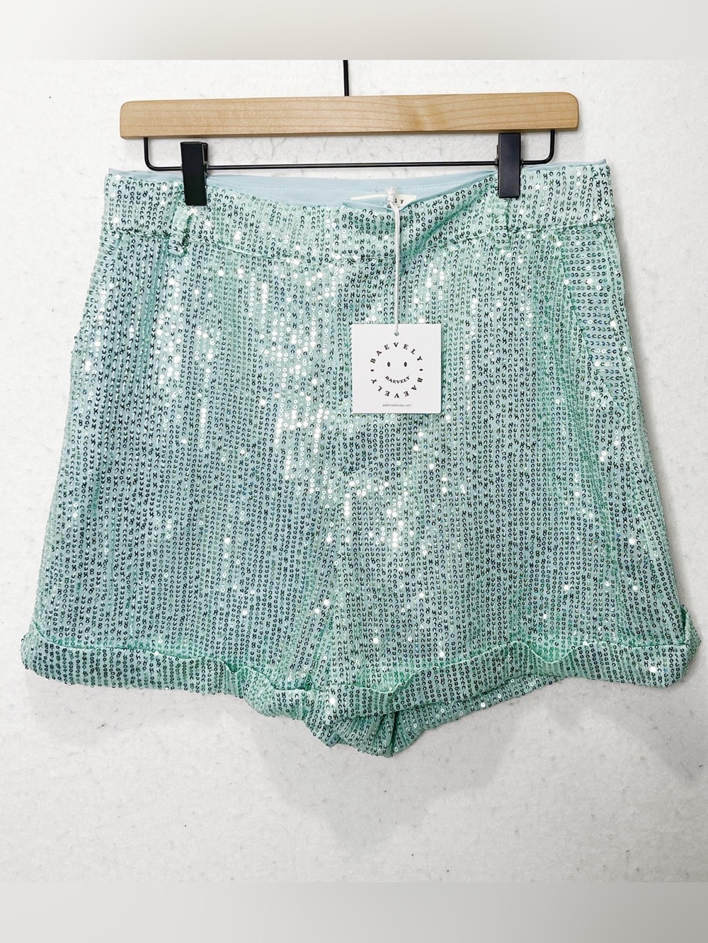 Baevely Mint Sequin Shorts Sparkly Festival Glitter Glam Rave Birthday Party Hot